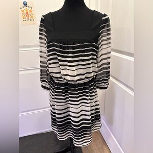 As U Wish Black and White Long Sleeve Dress